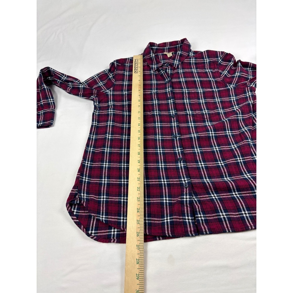 Woolrich Womens Plaid Button Down Shirt Burgundy Navy Blue Cotton L HLT0669S - Picture 7 of 7